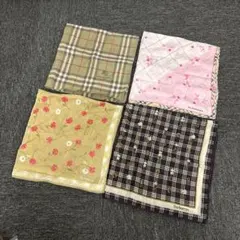 即決 Burberry Burberrys バーバリー ハンカチ 4枚セット