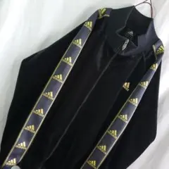 00ｓ ａｄｉｄａｓ アディダス トラックジャケット ジャージ ベロア 黒 金