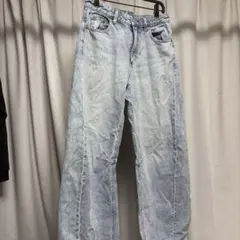 GU ライトブルーワイドレッグデニム Lサイズ