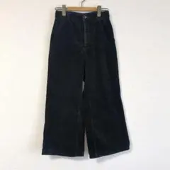 GUコーデュロイ ワイドパンツ ブラック S