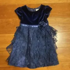 ネイビー ベルベット レース ドレス　95
