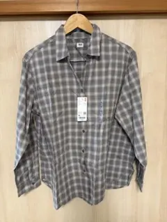 UNIQLO チェック柄シャツ XL グレー　未使用
