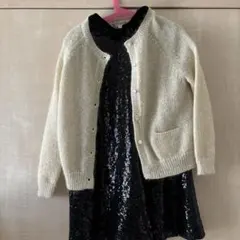 ボンポワンアイボリー カーディガン8 & zara黒ドレス セット サイズ8