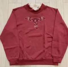 アメリカ古着 レトロデザイン お花 刺繍ロゴ スウェット トレーナー 長袖