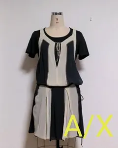 A/X シルクスカートセットアップ 黒×ベージュ