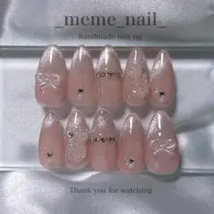 【サイズ変更可♡】ネイルチップ リボンネイル マグネットフレンチ バラ 韓国