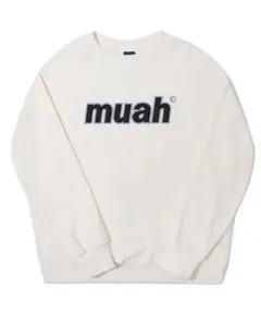 muah ロゴ入り ホワイト トレーナー