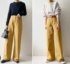 コットン ハイウエスト ワイドパンツ