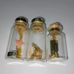 昭和レトロ ネックレス＆イヤリング セット 透明ガラス瓶入り アクセサリー