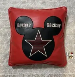 【Disney】★未使用品♪Mickey Mouseレザークッション／レッド★のサムネイル
