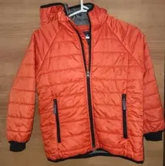 オレンジ キルティング中綿 フード付きジャンパー