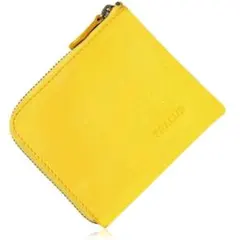 【人気】財布 l字ファスナー 本革 レディース ミニ 薄型 小銭入れ イエロー