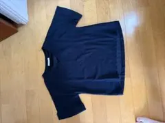 【美品】ローリーズファーム Vネック リブカットソー 半袖 ブラック M
