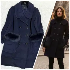 カシミヤ×フォックスファー✨グレースコンチネンタル ロングコート ポケットファー