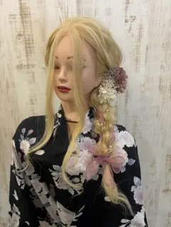 ダリア×チュールリボン　髪飾り　成人式／前撮り/卒業式