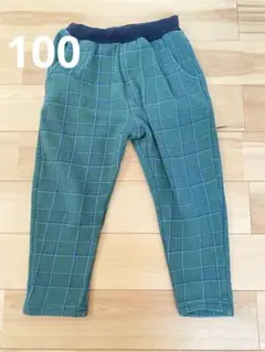 チェック柄 裏起毛 パンツ 100