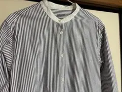 無印良品　ブロードスタンドカラーワンピース　コットン　ストライプ