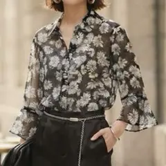 【美品】MOUSSY 花柄 シアーシャツ ブラウス 長袖のサムネイル