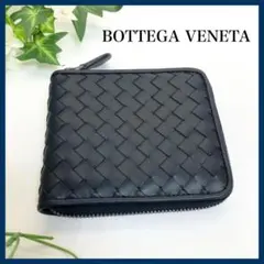 極美品　BOTTEGA VENETA 折り財布　イントレチャート ネイビーのサムネイル