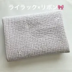 可愛いらしいリボンの刺繍入り ヌビ生地 ライラック