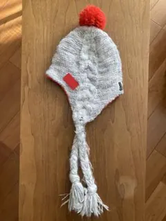 adidas ポンポン付き帽子 グレー/オレンジ
