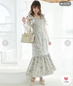 MAJESTIC LEGON フリルリボン肩あきワンピース