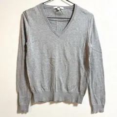 ユニクロ　UNIQLO コットンVネックニットセーター　無地　S カシミヤ混