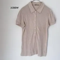 J.CREW ジェイクルー 半袖 ポロシャツ ニット ラメ ピンクベージュ L