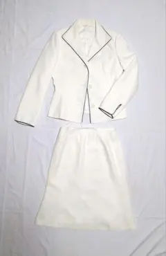 Spiel ホワイト×黒パイピング スカートスーツ 2点セット 13AR