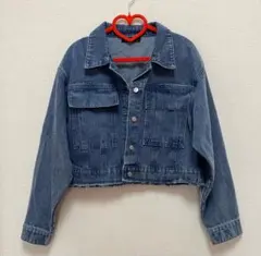 ダークブルー クロップドデニムジャケット