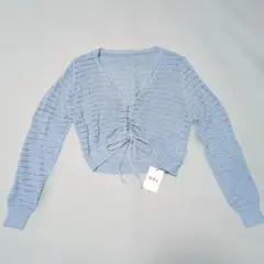 GRL　Vネックドロスト透かし編みニットトップス[ac2286]