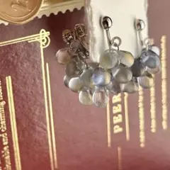 ミニドロップ×フープ×雨粒　ハンドメイド　イヤリング　シルバー