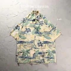 90’s Pierre Cardin アロハシャツ コットン　リーフ　ヤシの木のサムネイル