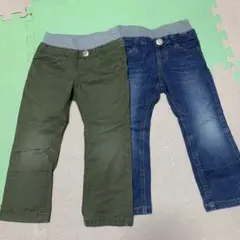 【2本セット】MPS ライトオン 100 デニム パンツ カーキ