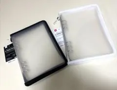 ダイソー A5 6リングファイル 黒 ホワイト シール帳 バインダー 2点