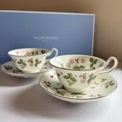 ワイルドストロベリー スープカップ＆ソーサー 2客 未使用品 WEDGWOOD スープカップ ソーサー ワイルドストロベリー 2客セット