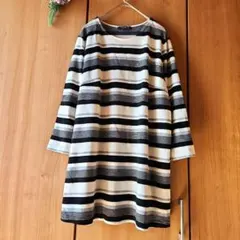 ☘️【トランスワーク】リネン 長袖 カットソー チュニック ボートネック ３L