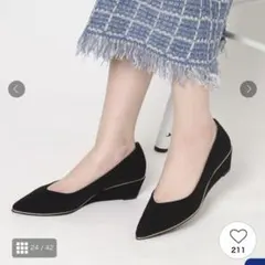 【日本製】ロングセラーポインテッドウェッジパンプスのサムネイル