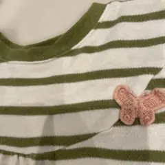 ストライプ蝶刺繍長袖トップス