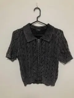 【美品】SUREVE 半袖 ニットトップス リブ編み ブラック ギャル