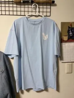 古着 ウサギ グラフィック 半袖 Tシャツ ライトブルー