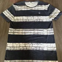 GSTARRAWストライプデザイン Tシャツ ネイビー/ホワイト