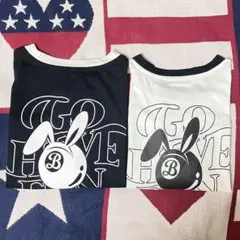 クロップド Tシャツ 半袖 黒 白 2枚セット バニー カジュアル