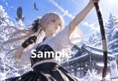 雪空を射る デジタルアート イラスト ポストカード