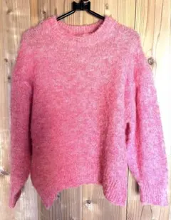 オレンジ　長袖ニットセーター