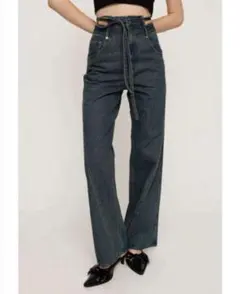 ANDWANG Ribbon Straight Flare DenimPants - メルカリ