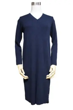 RIS PLST ニットワンピースニット ダークネイビーM レーヨンポリエステル