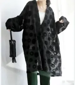 【人気】antiqua ドット柄 シアージャケット ロングカーデ　シアー