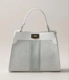 新品 GIANNI NOTARO　2wayハンドバッグ　白×グレー　本革