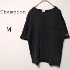チャンピオン 半袖 Tシャツ M ブラック 刺繍ロゴ コットン100 シンプル